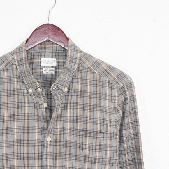 All Saints x Shuttle Nots Japan Komoro LS Shirt Gray beige Plaid size Medium - Picture 3 of 8